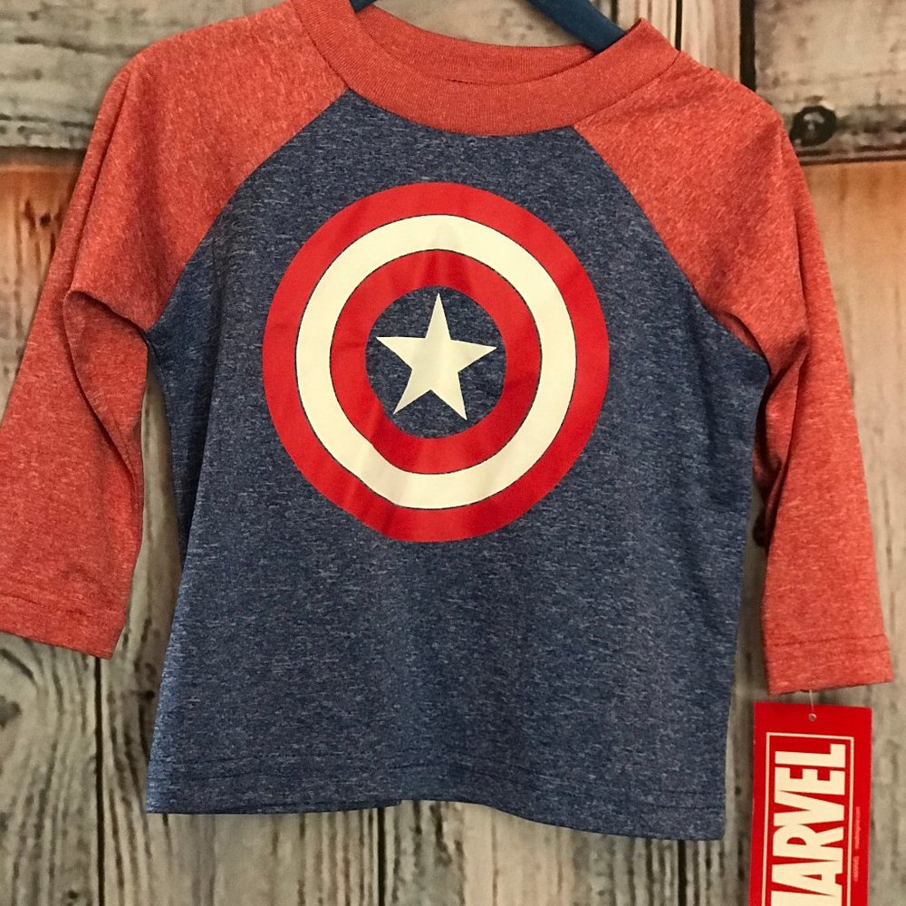 Boys NWT Captain America Marvel Disney - Long Sleeve Shirt Shirt 12  Month